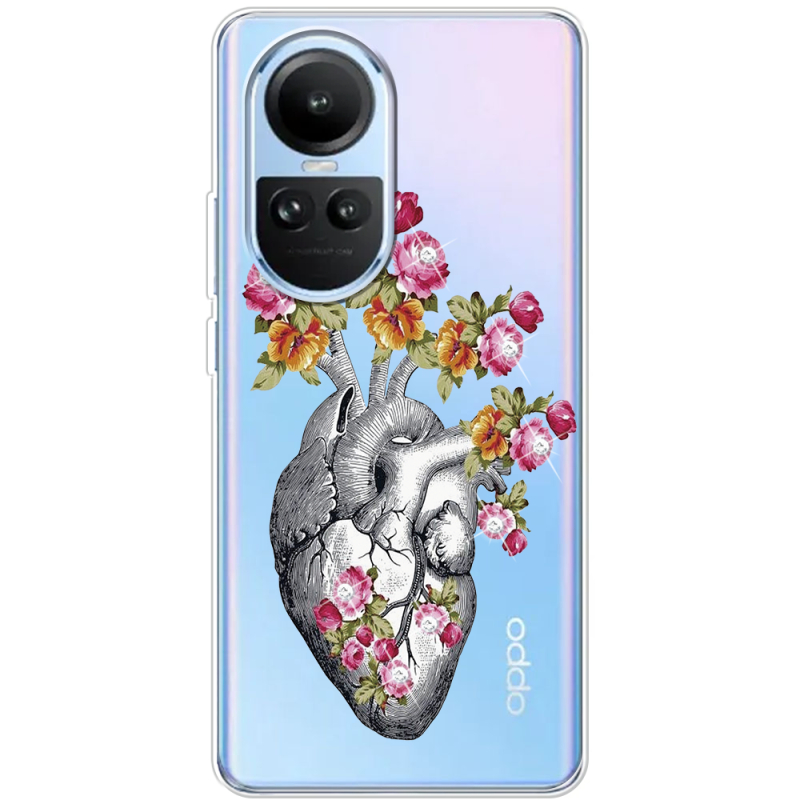 Чехол со стразами OPPO Reno 10 Heart