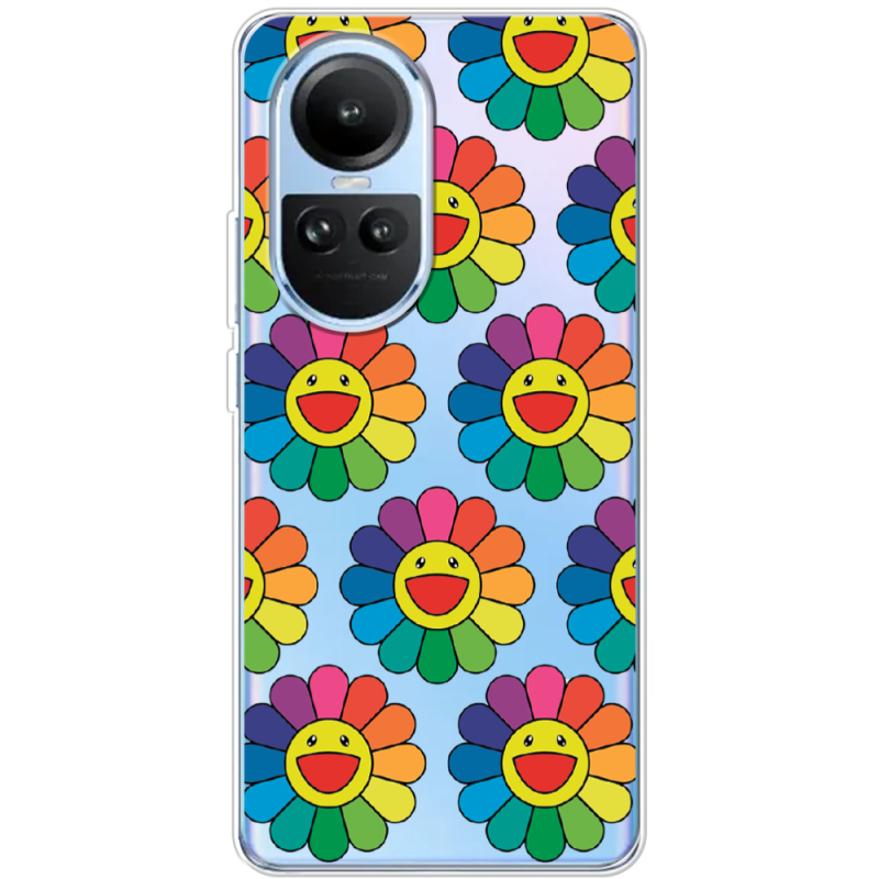 Прозрачный чехол BoxFace OPPO Reno 10 Pro Hippie Flowers