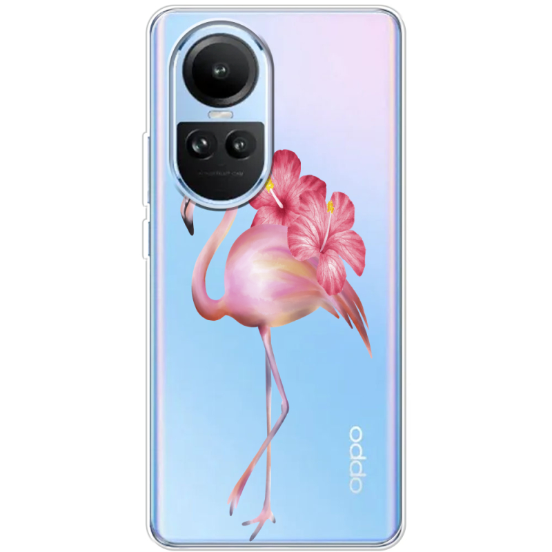Прозрачный чехол BoxFace OPPO Reno 10 Pro Floral Flamingo