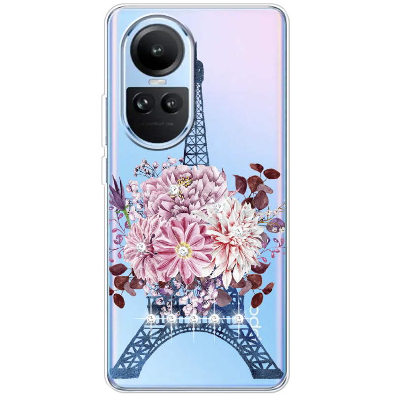 Чехол со стразами OPPO Reno 10 Pro Eiffel Tower