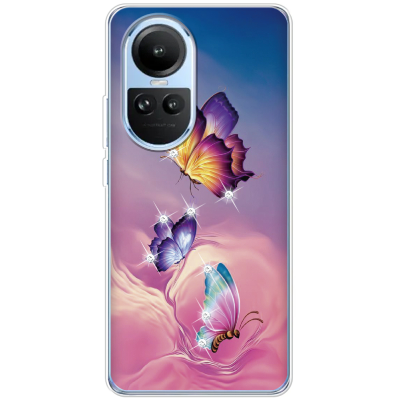 Чехол со стразами OPPO Reno 10 Pro Butterflies