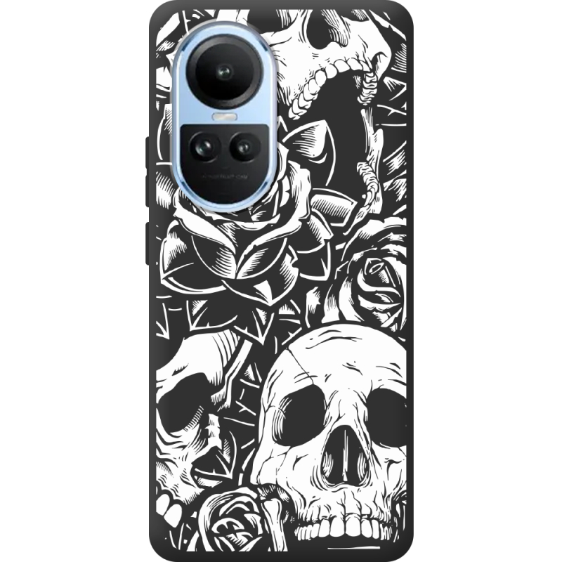 Черный чехол BoxFace OPPO Reno 10 Pro Skull and Roses