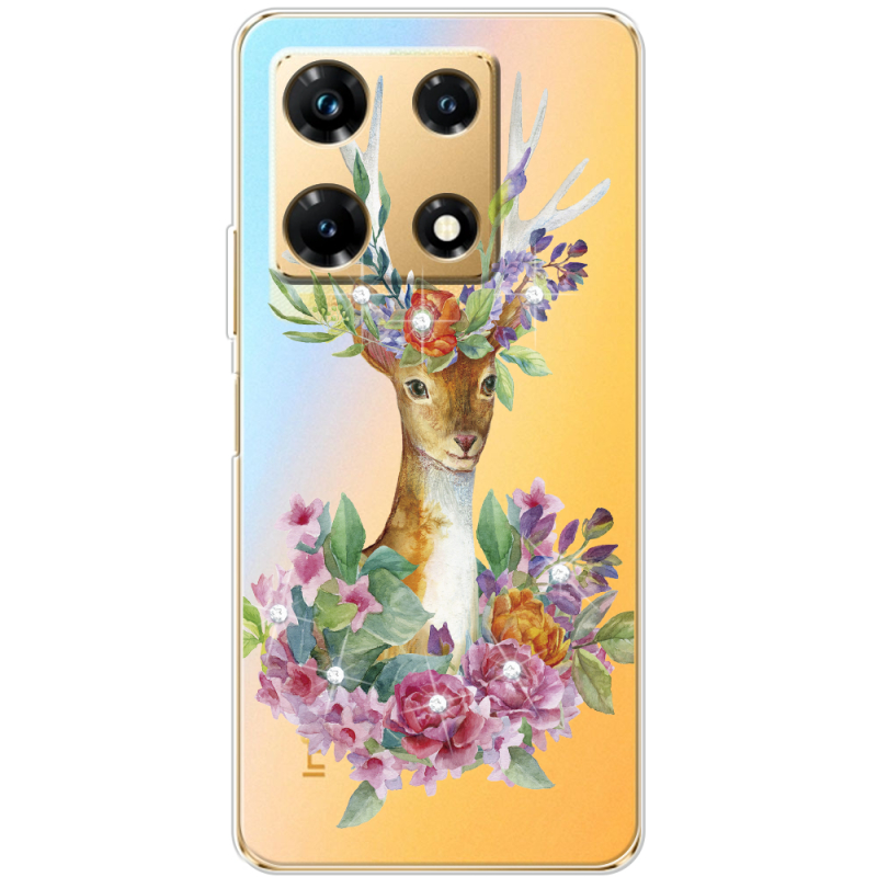 Чехол со стразами Infinix Note 30 Pro 4G Deer with flowers