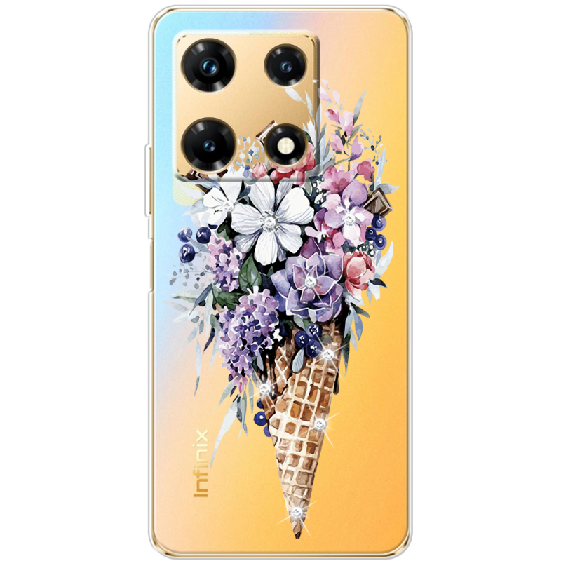 Чехол со стразами Infinix Note 30 Pro 4G Ice Cream Flowers