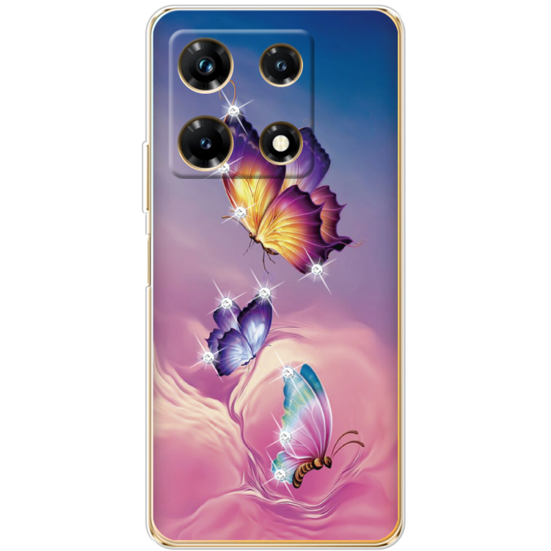 Чехол со стразами Infinix Note 30 Pro 4G Butterflies