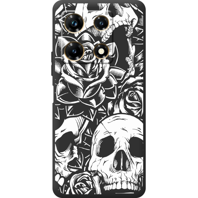 Черный чехол BoxFace Infinix Note 30 Pro 4G Skull and Roses