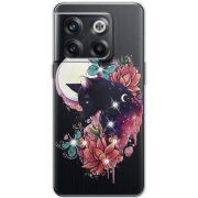 Чехол со стразами OnePlus 10T Cat in Flowers