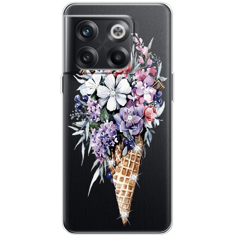 Чехол со стразами OnePlus 10T Ice Cream Flowers