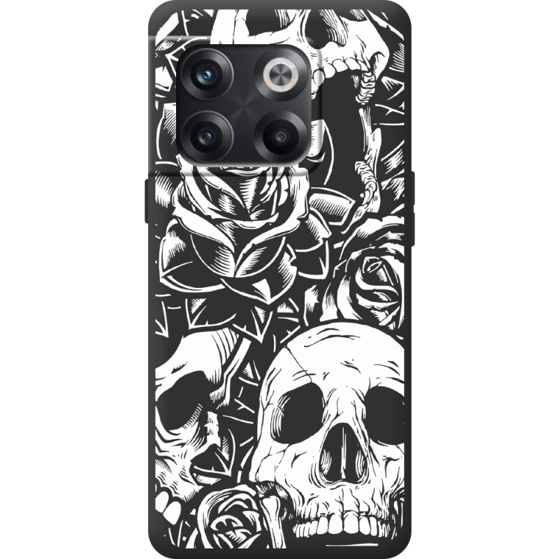 Черный чехол BoxFace OnePlus 10T Skull and Roses