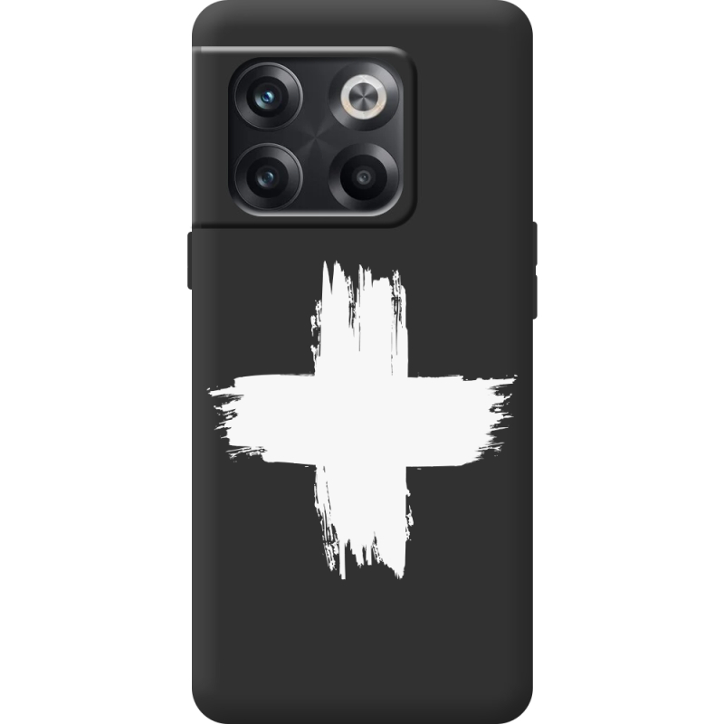 Черный чехол BoxFace OnePlus 10T Білий хрест ЗСУ