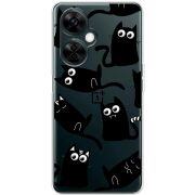 Прозрачный чехол BoxFace OnePlus Nord CE 3 Lite с 3D-глазками Black Kitty