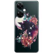 Чехол со стразами OnePlus Nord CE 3 Lite Cat in Flowers