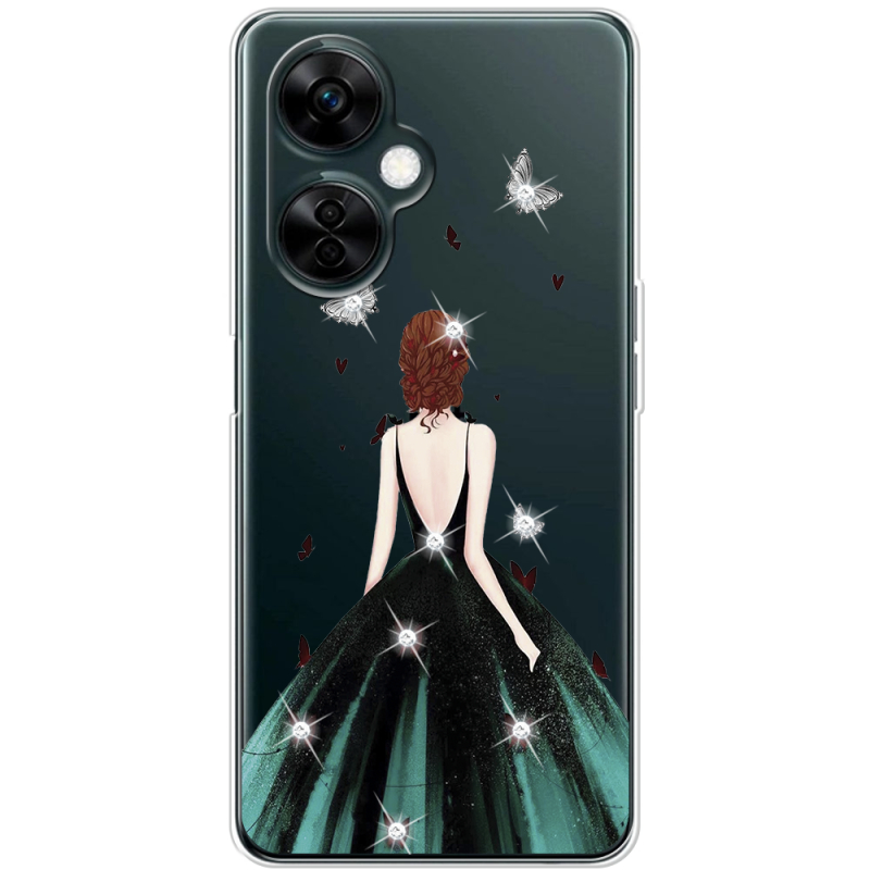 Чехол со стразами OnePlus Nord CE 3 Lite Girl in the green dress