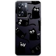 Прозрачный чехол BoxFace OnePlus Nord N20 SE с 3D-глазками Black Kitty