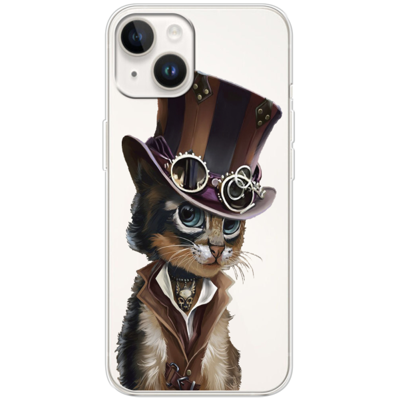 Прозрачный чехол BoxFace Apple iPhone 15 Steampunk Cat