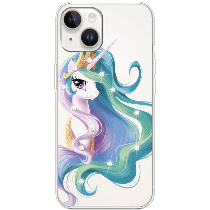 Чехол со стразами Apple iPhone 15 Unicorn Queen