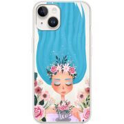 Прозрачный чехол BoxFace Apple iPhone 15 Plus Blue Hair