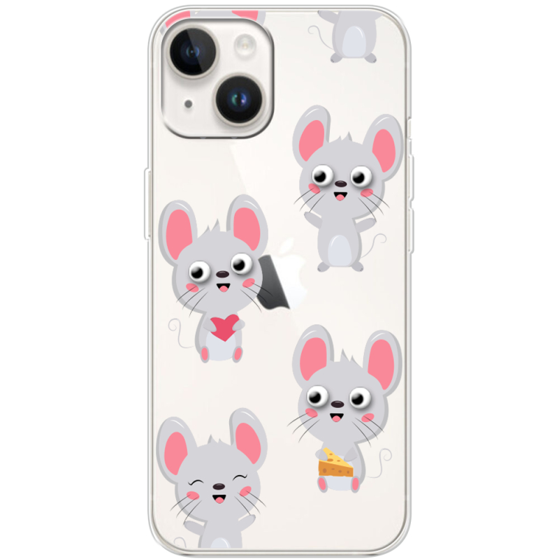 Прозрачный чехол BoxFace Apple iPhone 15 Plus с 3D-глазками Mouse