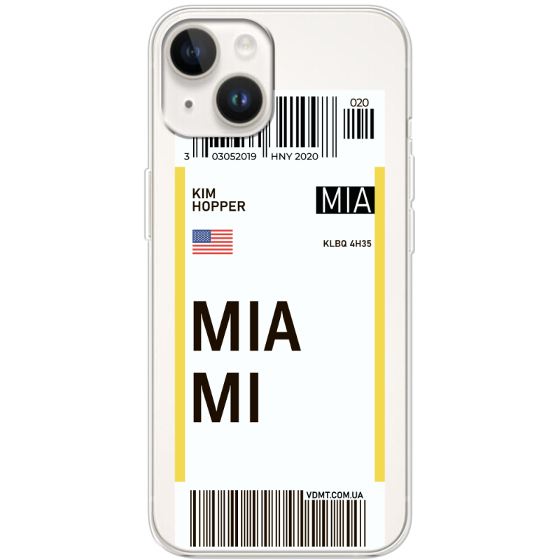 Прозрачный чехол BoxFace Apple iPhone 15 Plus Ticket Miami