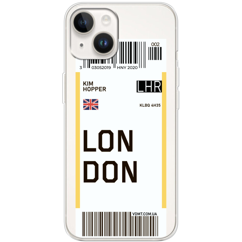 Прозрачный чехол BoxFace Apple iPhone 15 Plus Ticket London