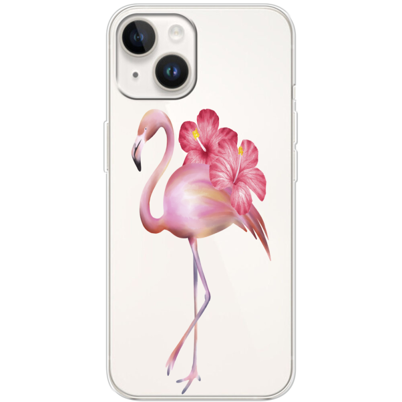 Прозрачный чехол BoxFace Apple iPhone 15 Plus Floral Flamingo