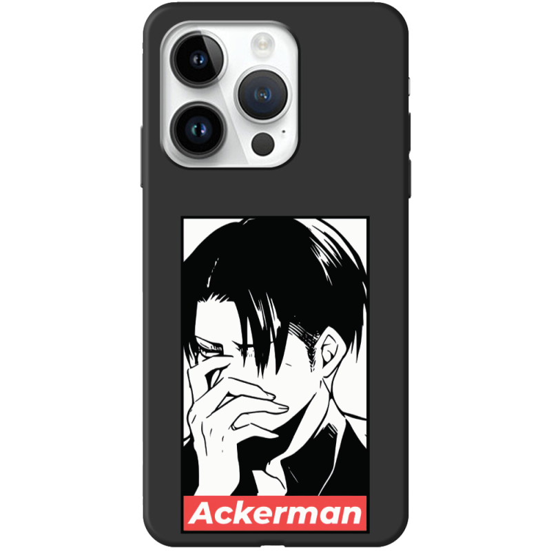 Черный чехол BoxFace Apple iPhone 15 Pro Attack On Titan - Ackerman