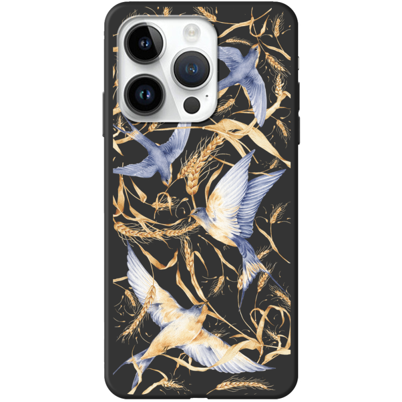 Черный чехол BoxFace Apple iPhone 15 Pro Ластівки