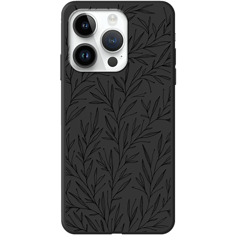 Черный чехол BoxFace Apple iPhone 15 Pro Leaves