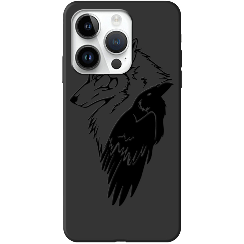 Черный чехол BoxFace Apple iPhone 15 Pro Wolf and Raven