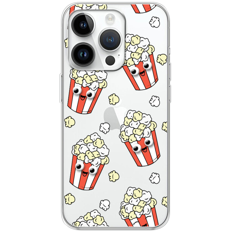 Прозрачный чехол BoxFace Apple iPhone 15 Pro Max с 3D-глазками Popcorn