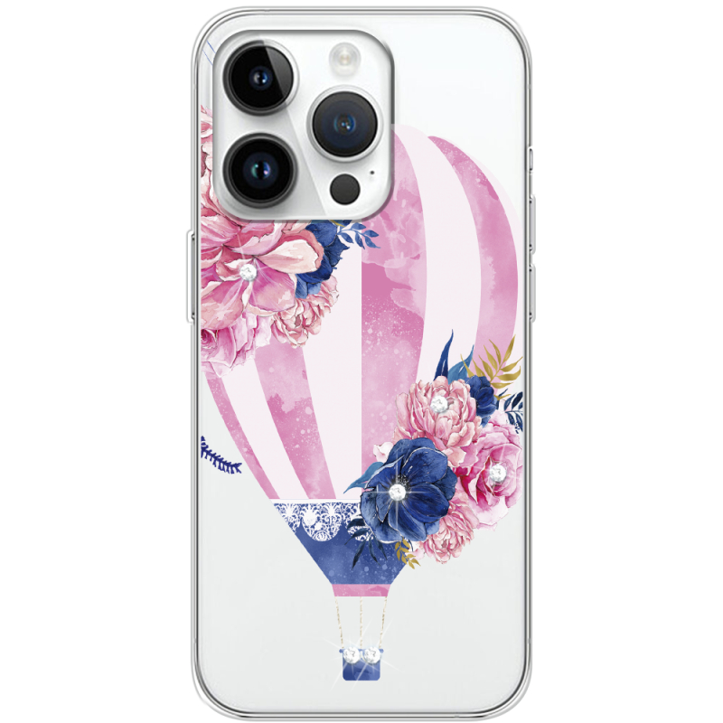 Чехол со стразами Apple iPhone 15 Pro Max Pink Air Baloon