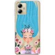 Прозрачный чехол BoxFace Motorola G14 Blue Hair