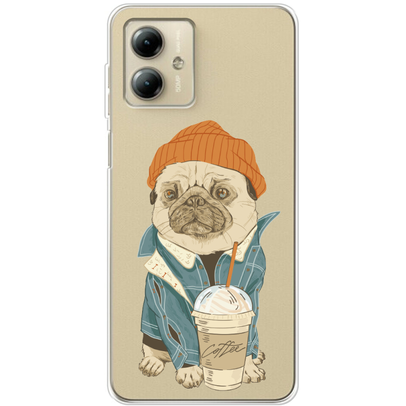 Прозрачный чехол BoxFace Motorola G14 Dog Coffeeman