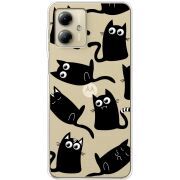 Прозрачный чехол BoxFace Motorola G14 с 3D-глазками Black Kitty