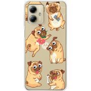 Прозрачный чехол BoxFace Motorola G14 с 3D-глазками Pug