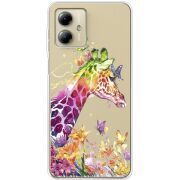 Прозрачный чехол BoxFace Motorola G14 Colorful Giraffe