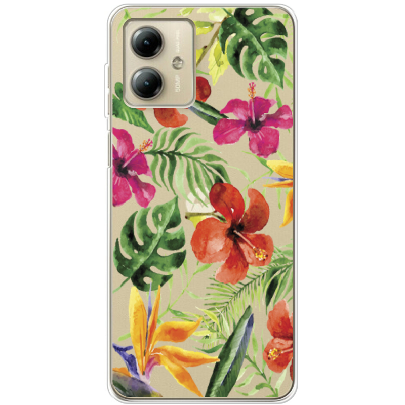 Прозрачный чехол BoxFace Motorola G14 Tropical Flowers