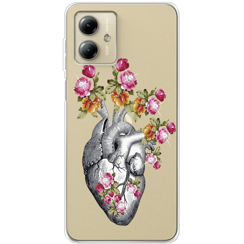 Чехол со стразами Motorola G14 Heart