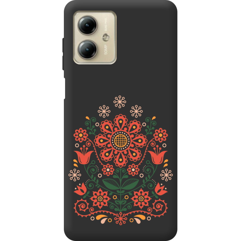 Черный чехол BoxFace Motorola G14 Ukrainian Ornament