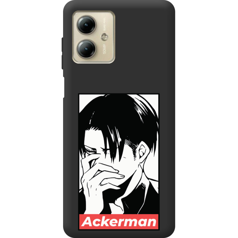 Черный чехол BoxFace Motorola G14 Attack On Titan - Ackerman