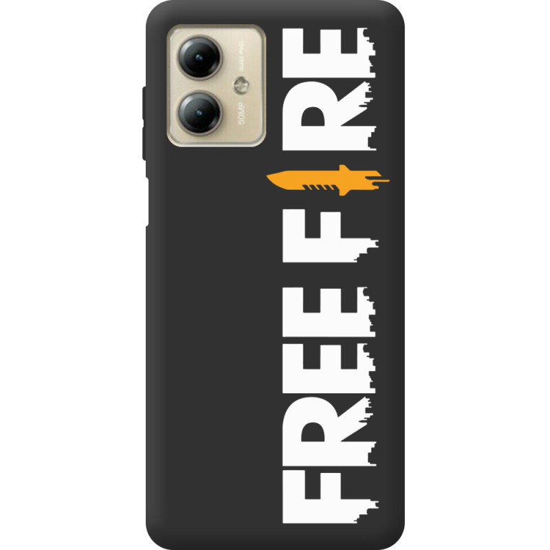 Черный чехол BoxFace Motorola G14 Free Fire White Logo
