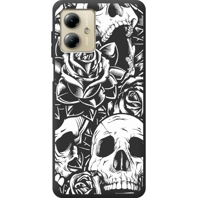 Черный чехол BoxFace Motorola G14 Skull and Roses