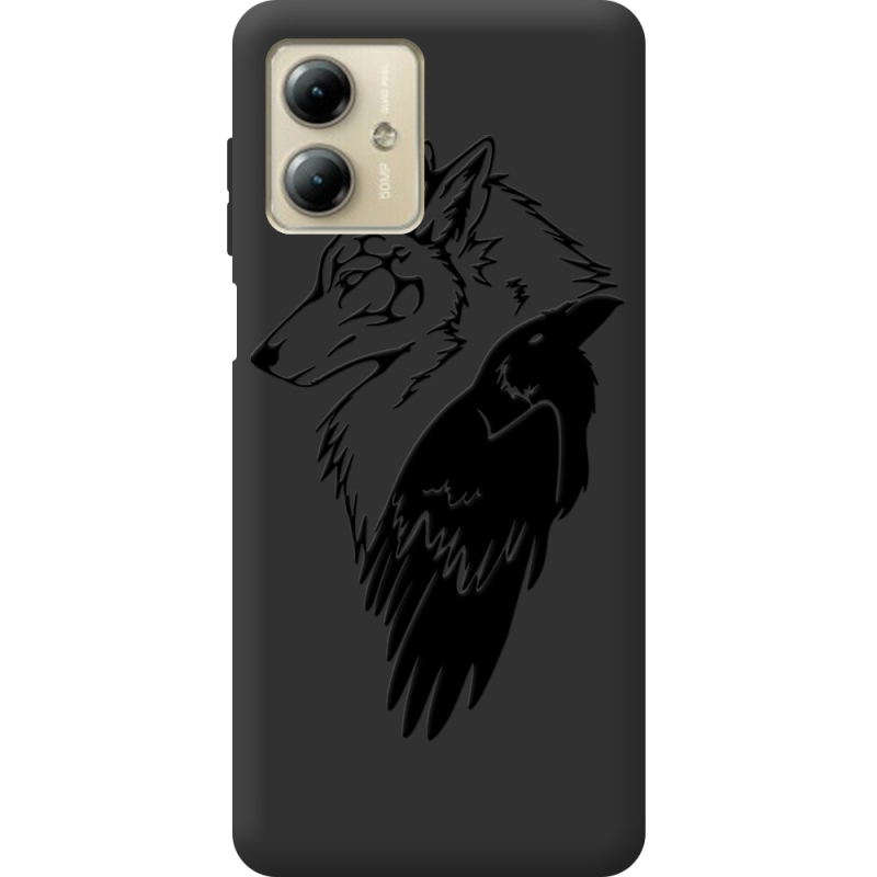 Черный чехол BoxFace Motorola G14 Wolf and Raven