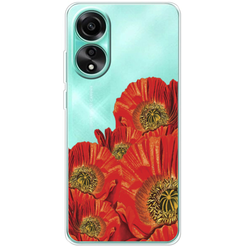 Прозрачный чехол BoxFace OPPO A78 4G Red Poppies