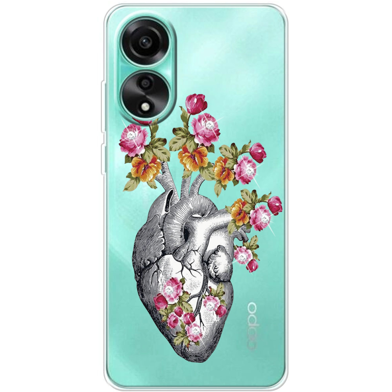 Чехол со стразами OPPO A78 4G Heart