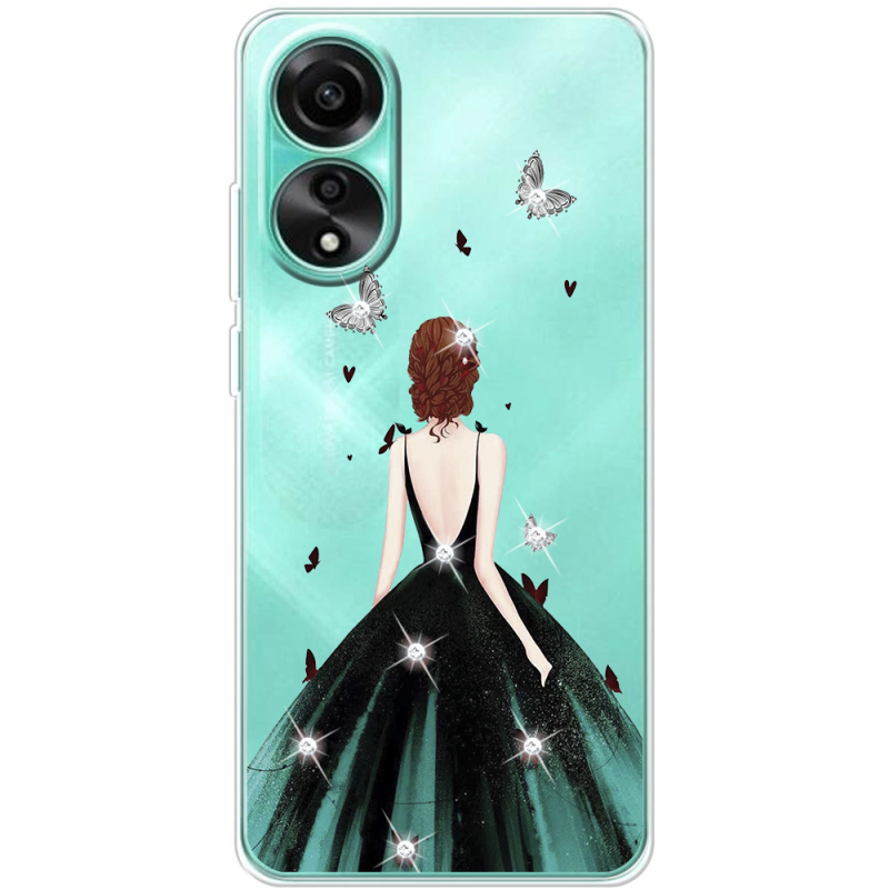 Чехол со стразами OPPO A78 4G Girl in the green dress