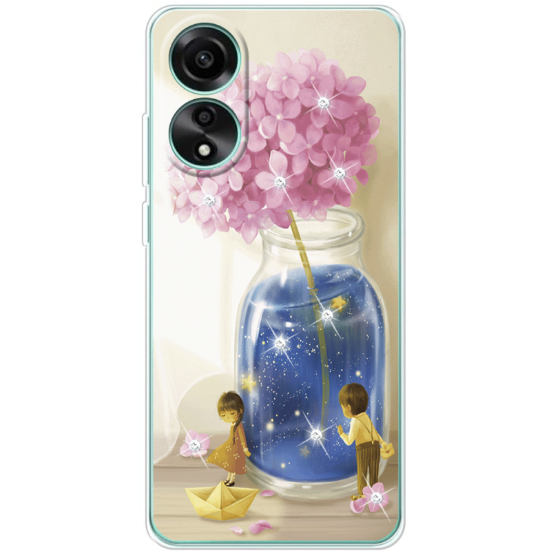 Чехол со стразами OPPO A78 4G Little Boy and Girl