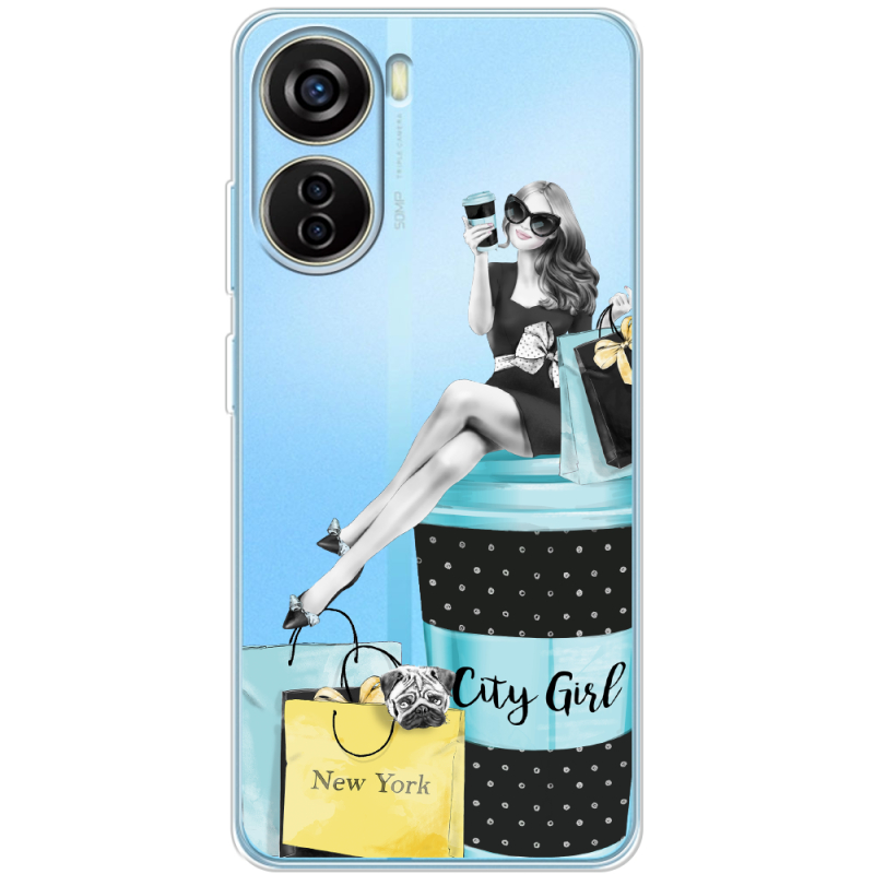 Прозрачный чехол BoxFace ZTE Blade V40 Design City Girl