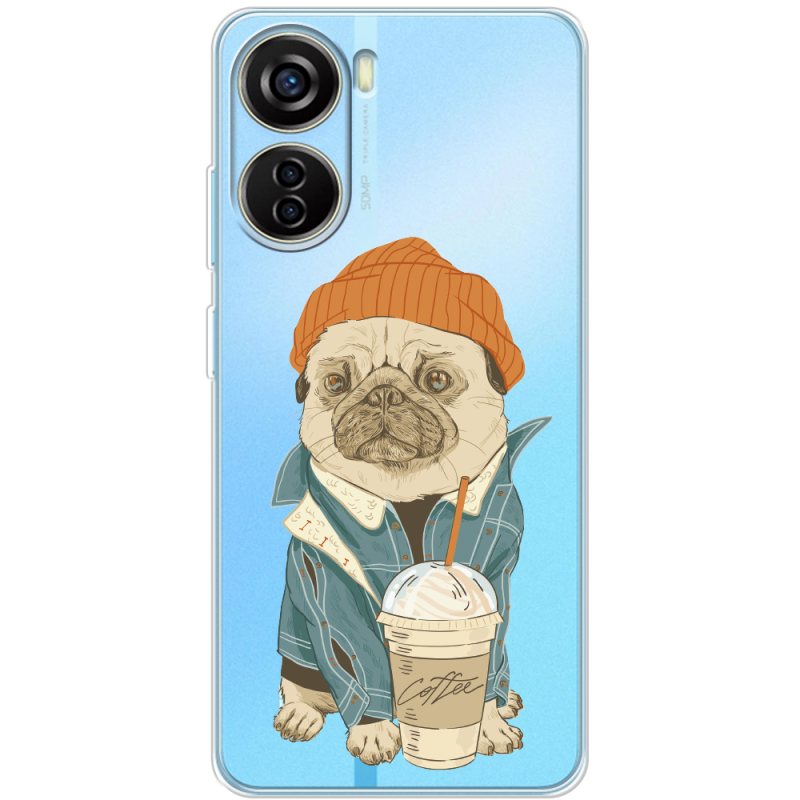 Прозрачный чехол BoxFace ZTE Blade V40 Design Dog Coffeeman