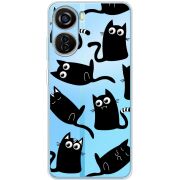 Прозрачный чехол BoxFace ZTE Blade V40 Design с 3D-глазками Black Kitty